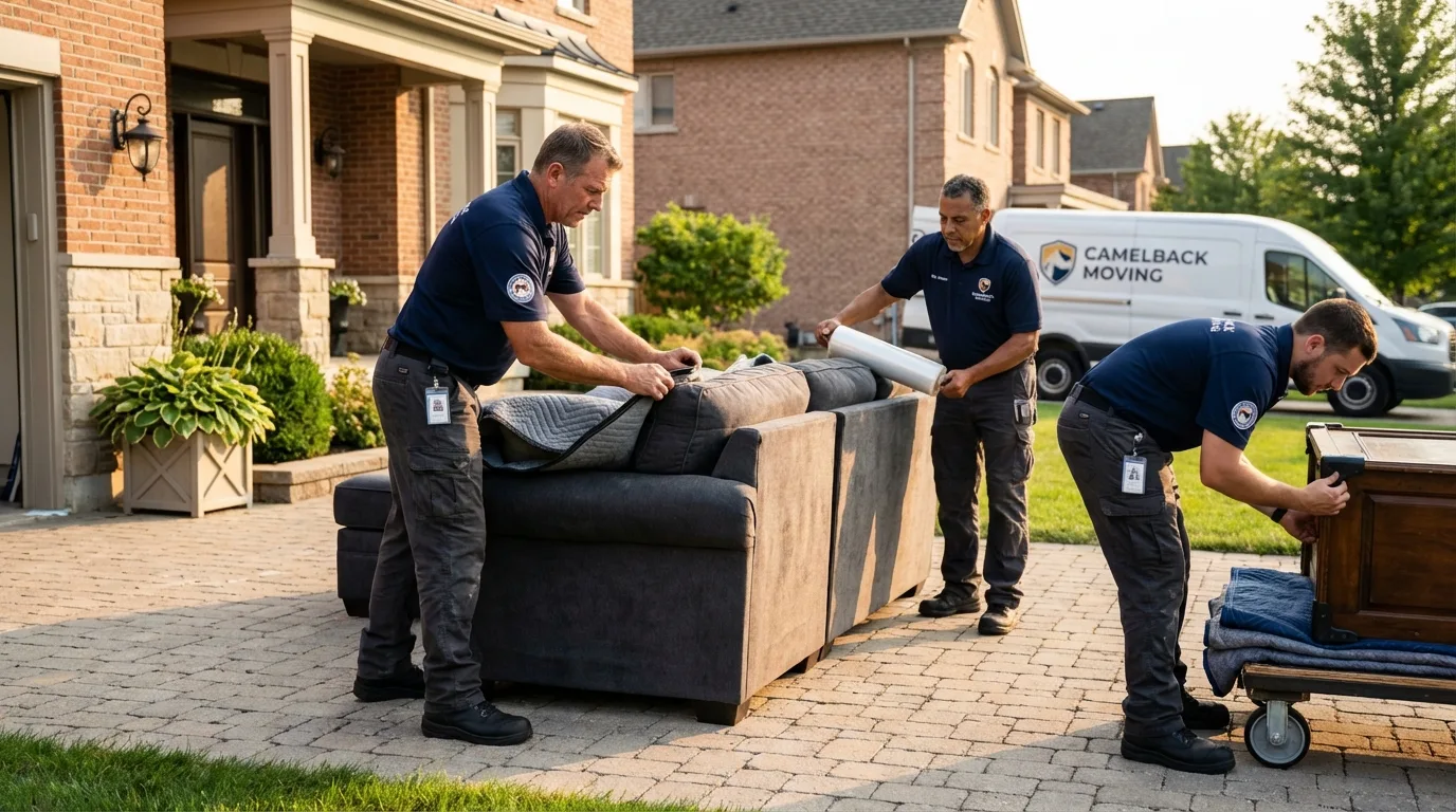 Large estate moving crew wrapping furniture in Celina, TN